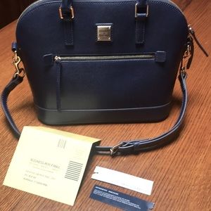 DOONEY & BOURKE Smooth Saffiano Domed Zip Leather Satchel. Registration Card
